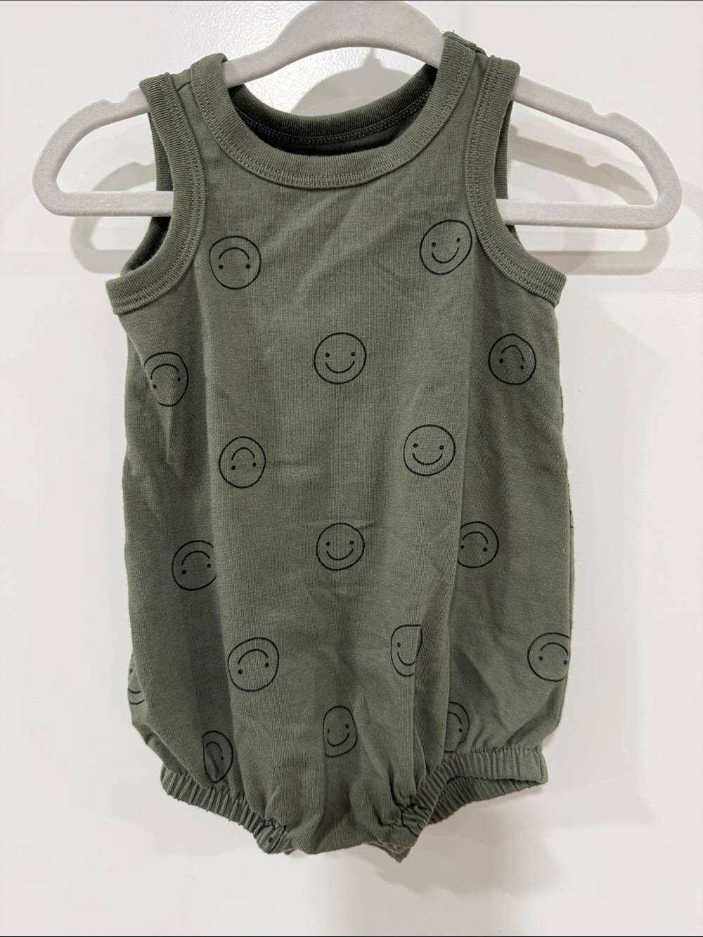 Cat & Jack Baby Olive Smiley Tank Bubble 0-3M